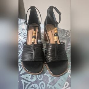 Lucky Brand Black Sandals with Beaded Accents Size 5 1/2M